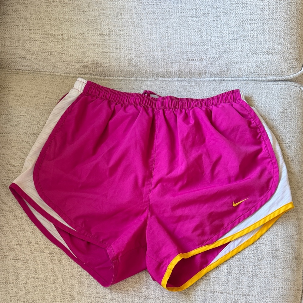 Nike Women's Fuchsia and Yellow Athletic Shorts